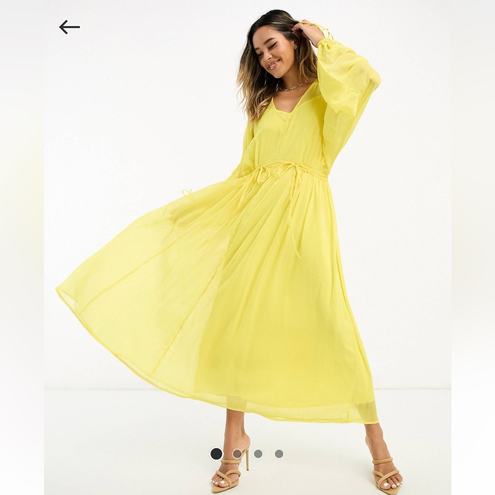 Never Fully Dressed balloon sleeve tie maxi dress